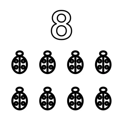 Number 8 and 8 tiny bugs