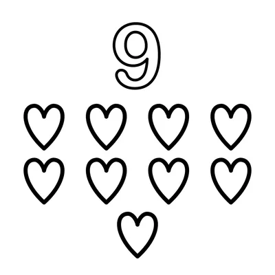 Number 9 and 9 shiny hearts
