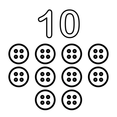 Number 10 and 10 round buttons