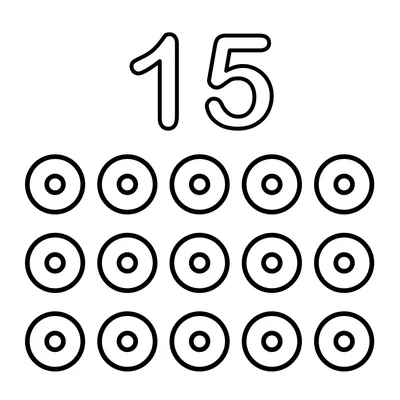Number 15 and 15 shiny beads