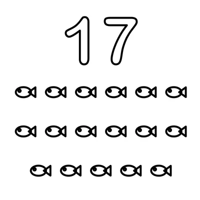 Number 17 and 17 cute fish