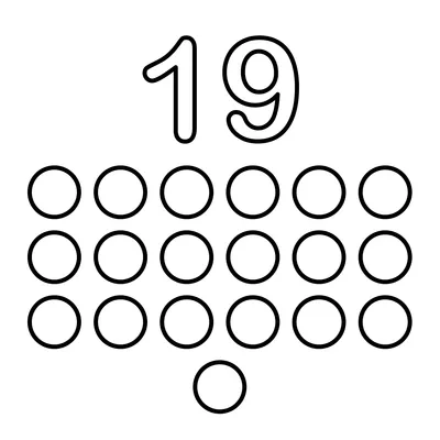 Number 19 and 19 tiny dots