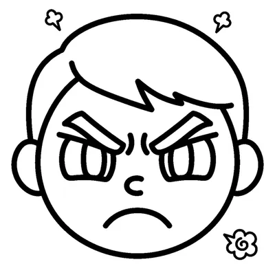 Angry Frowning Kid Face - Simple Expression