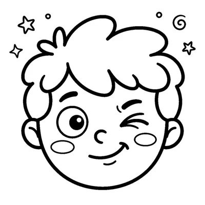 Playful Winking Kid Face - One Eye Closed