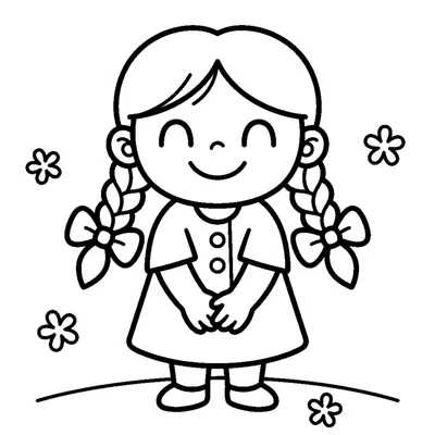 Smiling Little Girl with Braids