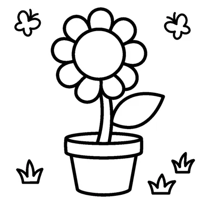 Simple Flower Pot with a Big Flower