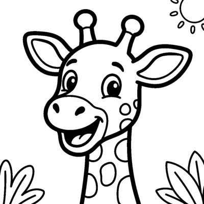 Big smiling giraffe head with spots