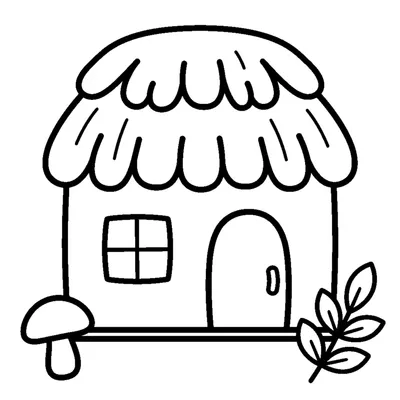 Cute forest cabin with a straw roof