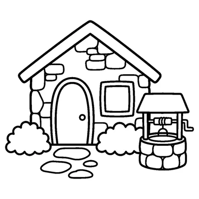 Stone garden shed with a well