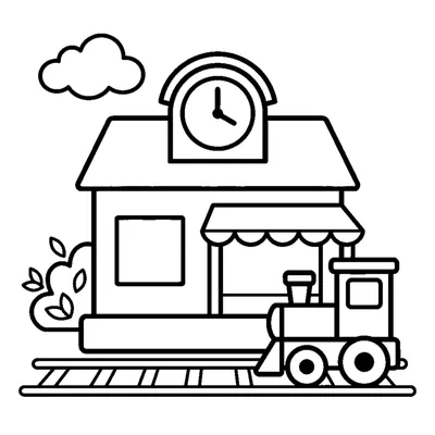 Little town station with a clock