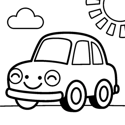 Smiling red car, easy to color