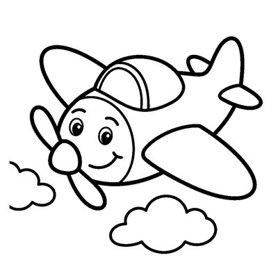 Smiling little airplane in the clouds