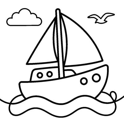 Cute white sailboat on the waves