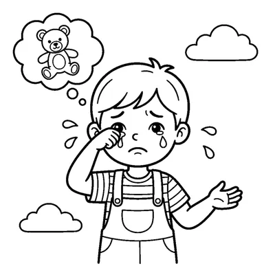 A tearful child sad about their lost toy
