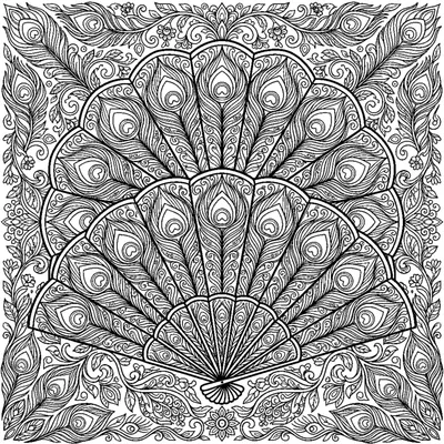 Mandala with Peacock Feather Fans