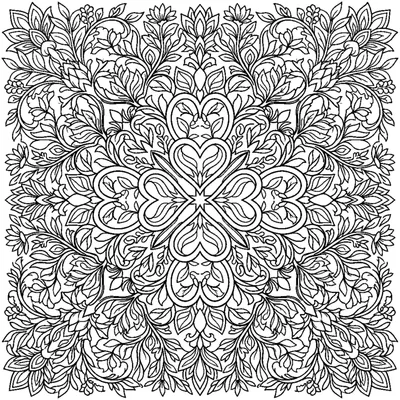 Mandala with Woven Hearts and Leaves