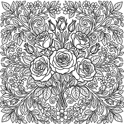 Bouquet of Roses and Rosebuds