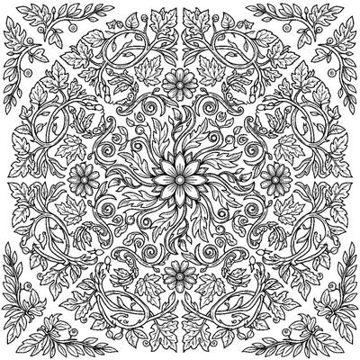 Garden mandala with leaves and ivy