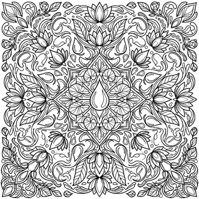 Zen Lotus and Water Drop Mandala