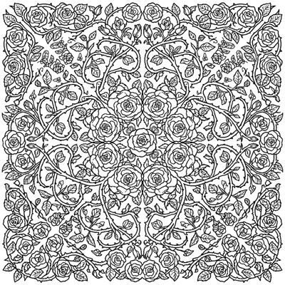 Wild Garden Mandala with Roses and Thorns