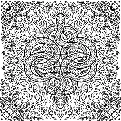 Mystical Coiling Snake Mandala