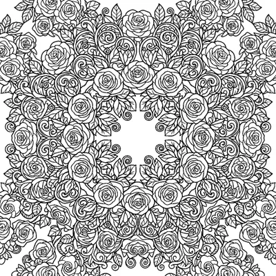 Symmetrical Wreath of Roses and Vines