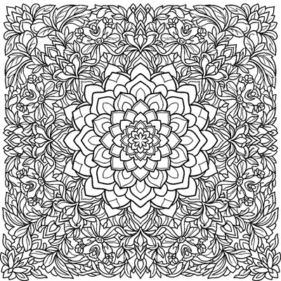 Intricate Peony Mandala with Geometric Petals
