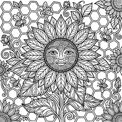 Giant Sunflower with Honeycomb Texture