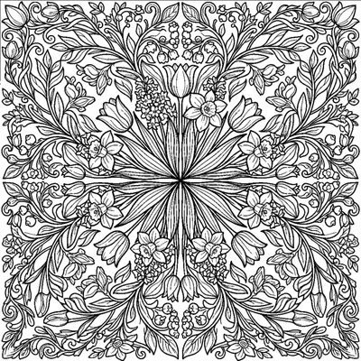 Spring Flower Panel with Tulips and Daffodils