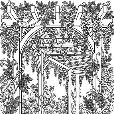 Pergola Arch with Hanging Wisteria