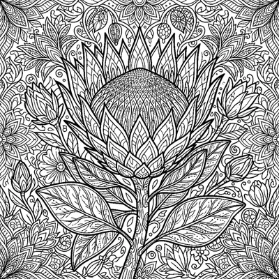 Exotic Protea Flower with Detailed Dots