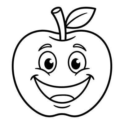 Smiling Apple Coloring Page
