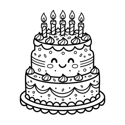 Cute Birthday Cake Coloring Page