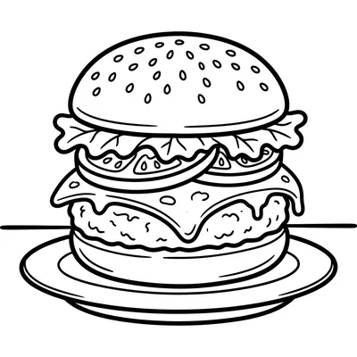 Delicious Hamburger Coloring Page
