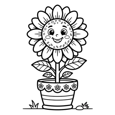 Smiling Sunflower Coloring Page