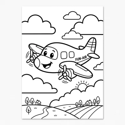 Cute Airplane Coloring Page