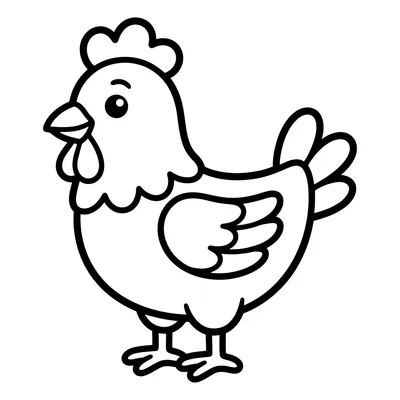 Cute Chicken Coloring Page