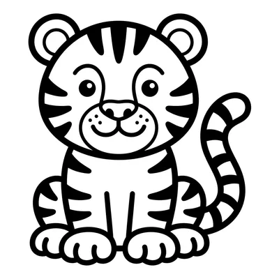 Cute Tiger Cub Coloring Page