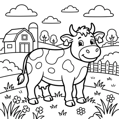 Cow on the Farm Coloring Page
