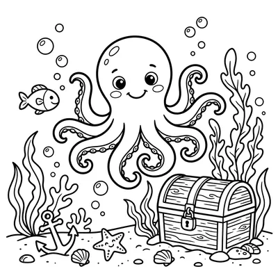 Underwater Octopus Coloring Page