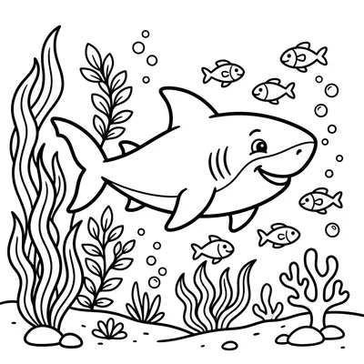 Underwater Shark Coloring Page