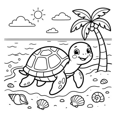 Cute Baby Turtle Coloring Page