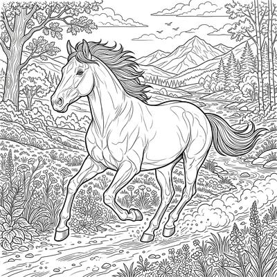 Running Horse Coloring Page