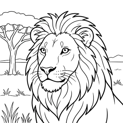 Lion Portrait Coloring Page